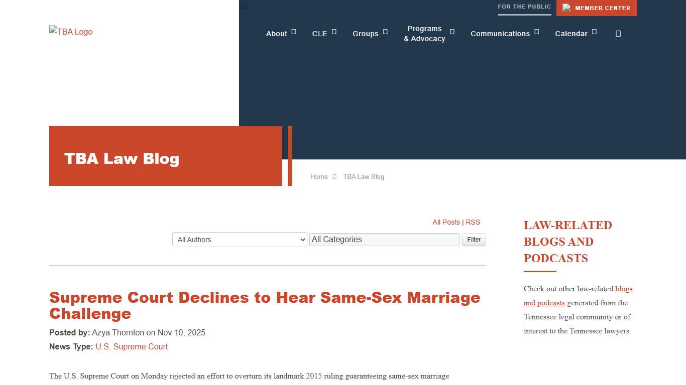Supreme Court Declines to Hear Same-Sex Marriage Challenge - TBA Law Blog